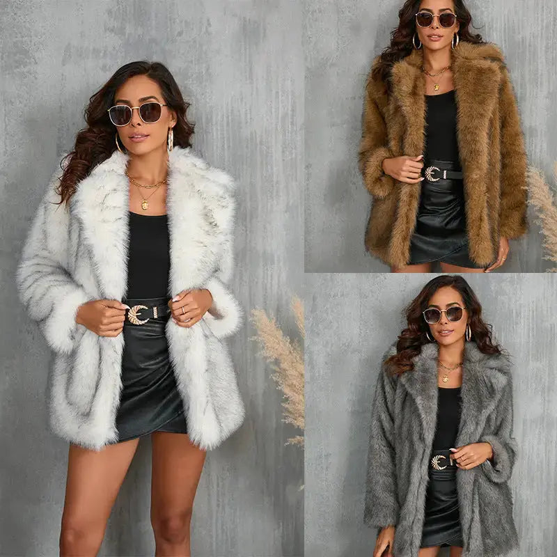 Toka Fur Collar Faux Fur Coat for Women - LauBelle