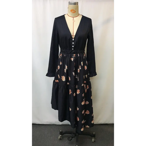 Wildflower Denim Dress in Lightweight Soft Fabric - LauBelle