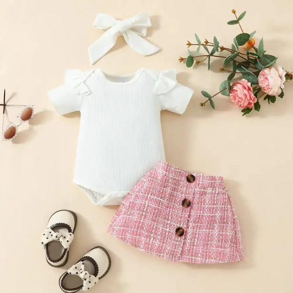 Baby Chic Set with Onesie Leggings and Headband - LauBelle