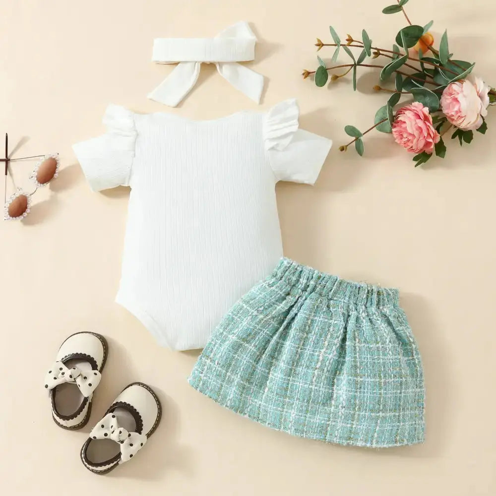 Baby Chic Set with Onesie Leggings and Headband - LauBelle