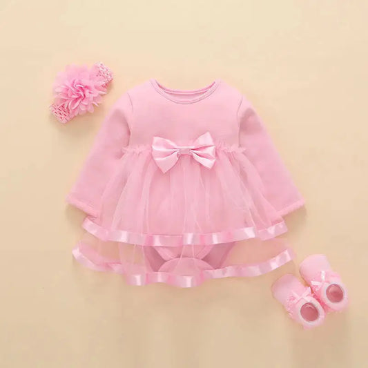 Princess Spring Fleece Baby Dress in Pure Cotton - LauBelle