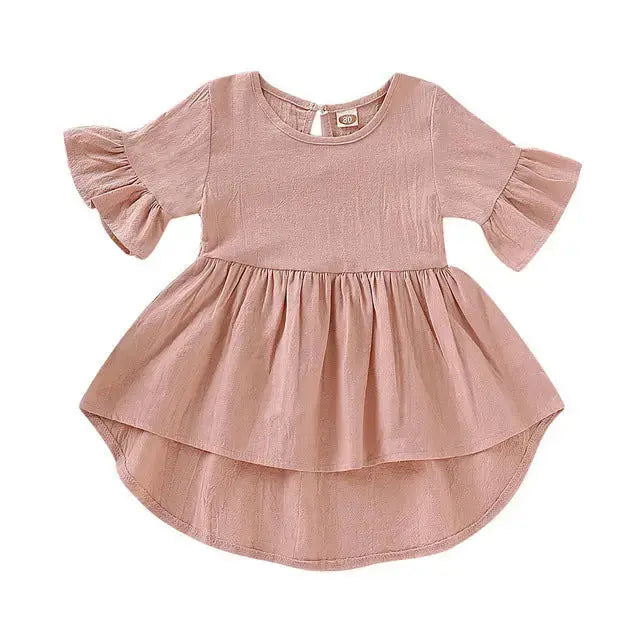 FlareFun Toddler Cotton Short Sleeve Dress for Daily Comfort - LauBelle Brand