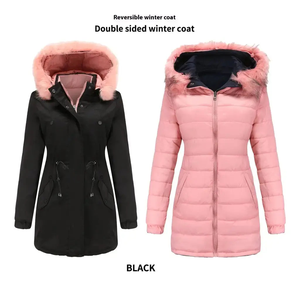 FlipFur Luxe Quilted Parka with Detachable Faux Fur Collar - LauBelle