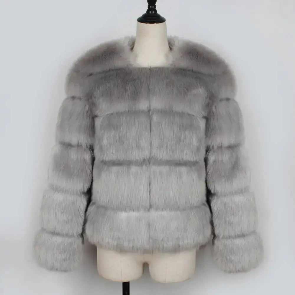 ChicWool Pink Faux Fur Wool Blend Coat for Women - LauBelle Brand