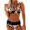 Curvy Vibrant Split Bikini Swimsuit with Colorful Pattern - LauBelle