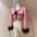 Pink Tweed Slim Fit Jacket with Black Trim and Feather Cuffs - LauBelle Brand
