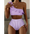 StripeSolid Split Bikini Modern Women's Swimwear Set - LauBelle