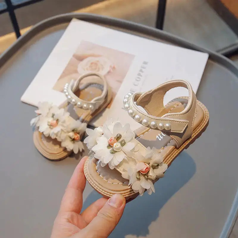 Sweet Petals Sandals with Floral Straps and Cushioned Sole - LauBelle Brand