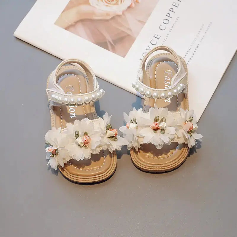 Sweet Petals Sandals with Floral Straps and Cushioned Sole - LauBelle Brand