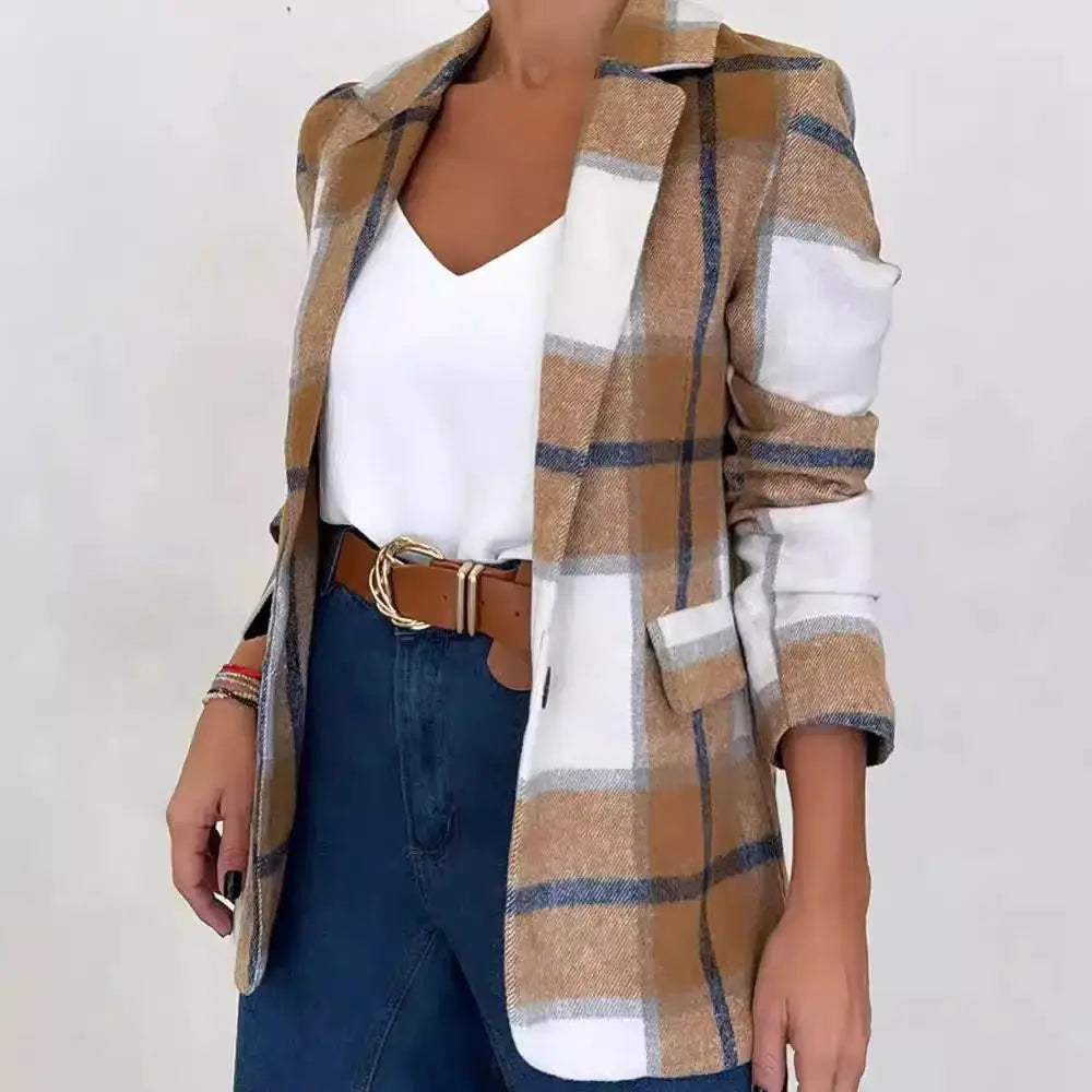 Plaid Wool Coat for Women - LauBelle
