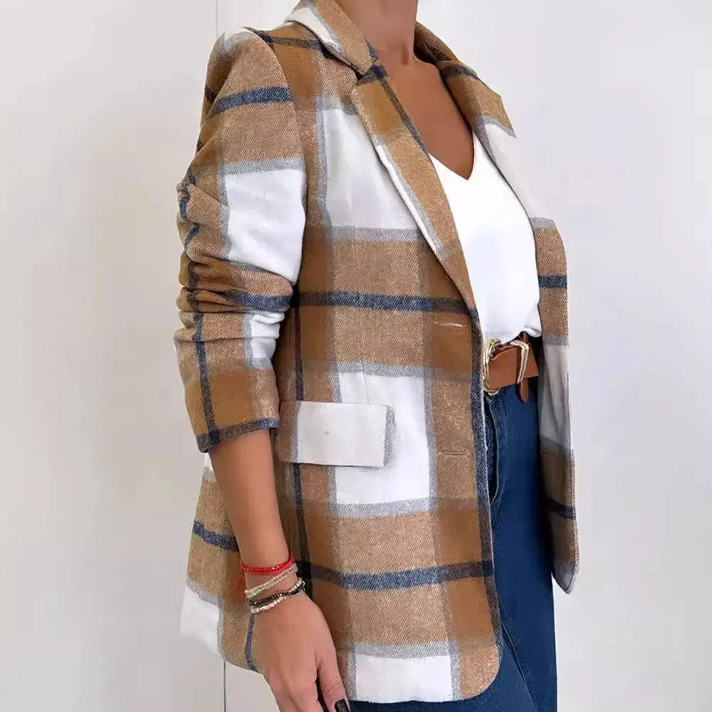 Plaid Wool Coat for Women - LauBelle Brand