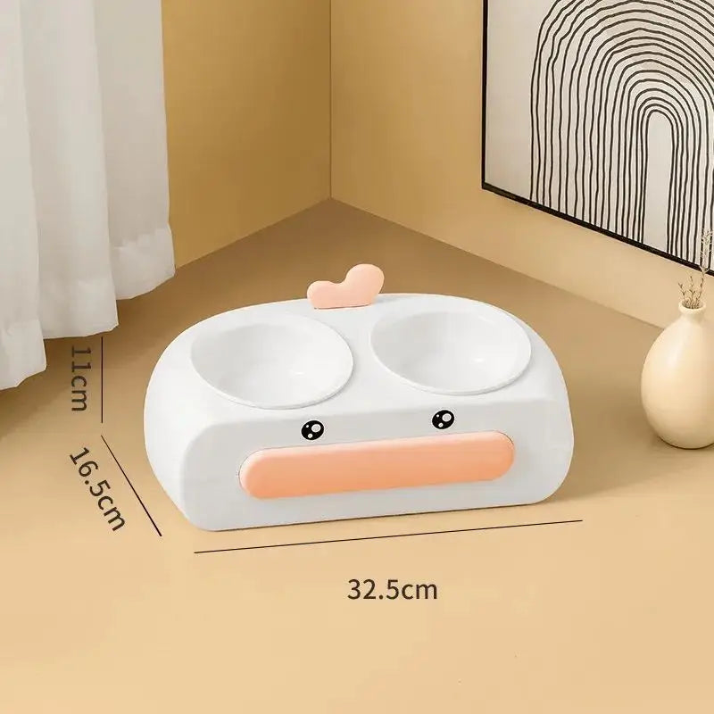 Leak-proof Food Grade Plastic Bowl Mouth Wet-proof Neck Protection Drinking Water Feeding Integrated Cat Bowl - LauBelle Brand