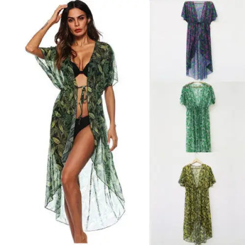Flowy Womens Printed Bikini Blouse for Beach and Poolside Elegance - LauBelle