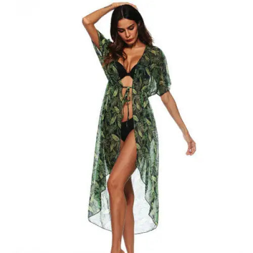 Flowy Womens Printed Bikini Blouse for Beach and Poolside Elegance - LauBelle