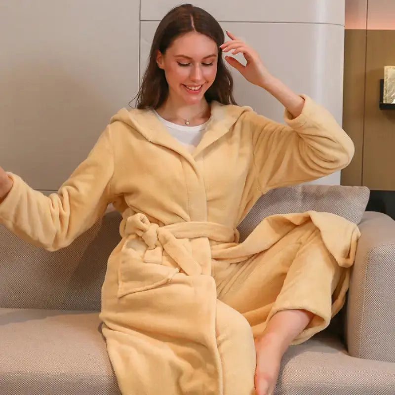 Leopard Print Flannel Hooded Robe and Pants for Women - LauBelle