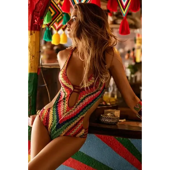 VividWave Printed One-Piece Swimsuit with Oceanic Wave Pattern - LauBelle