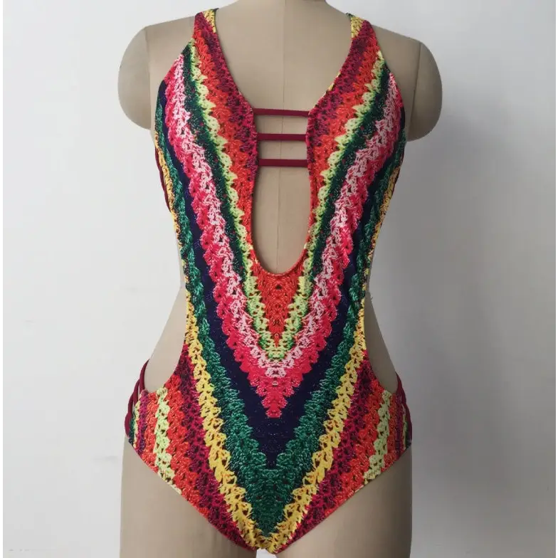 VividWave Printed One-Piece Swimsuit with Oceanic Wave Pattern - LauBelle