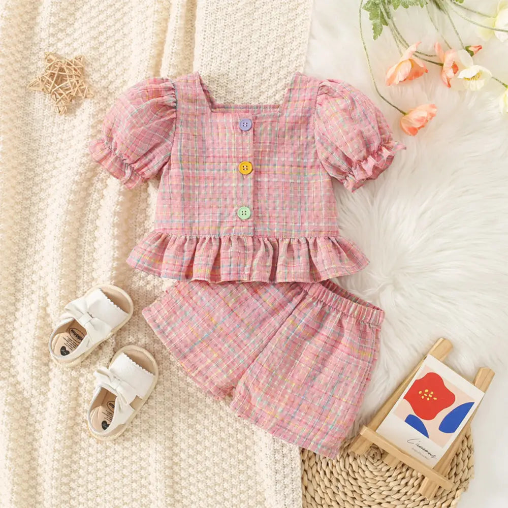 Plaid Top and Shorts Suit for Girls - LauBelle Brand