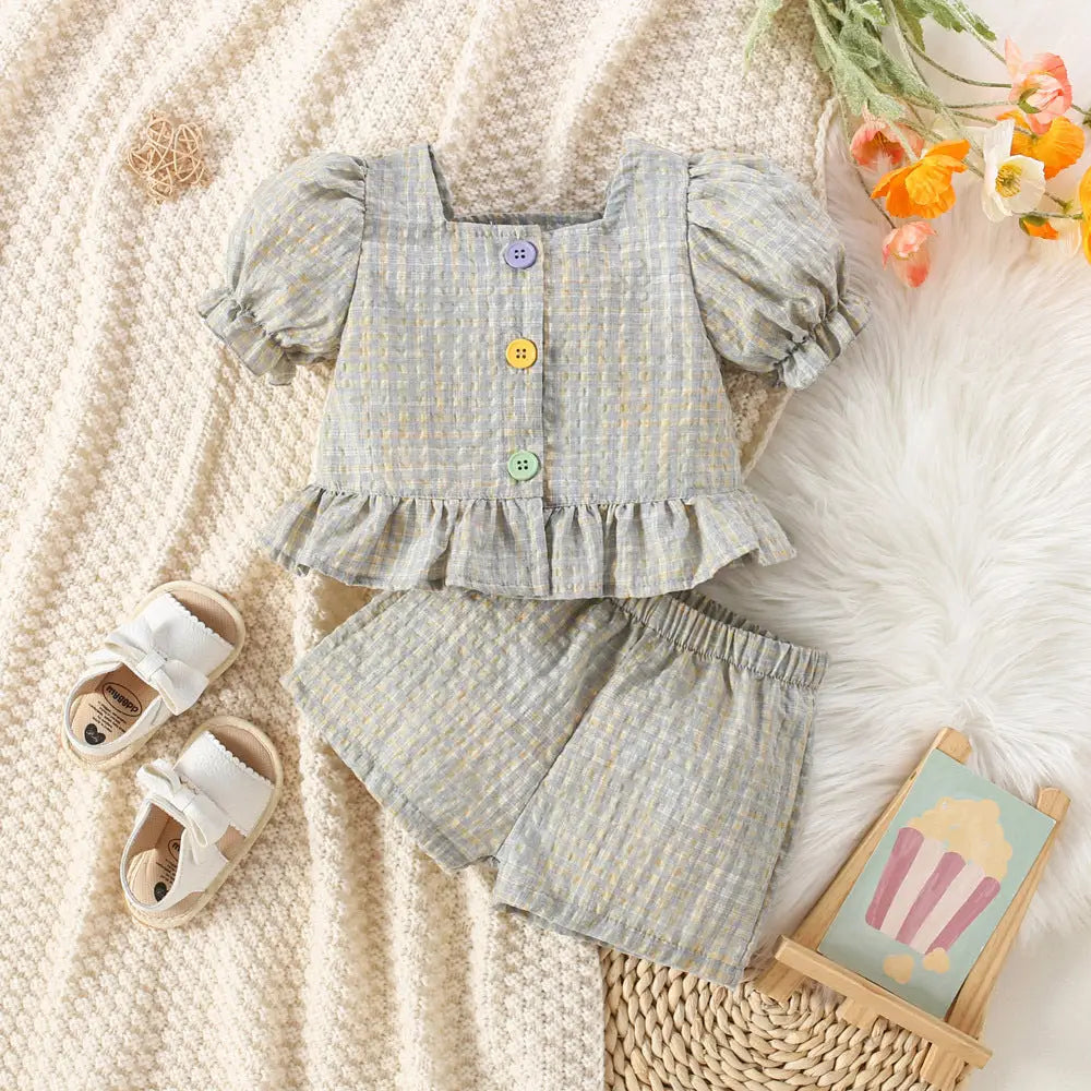 Plaid Top and Shorts Suit for Girls - LauBelle Brand