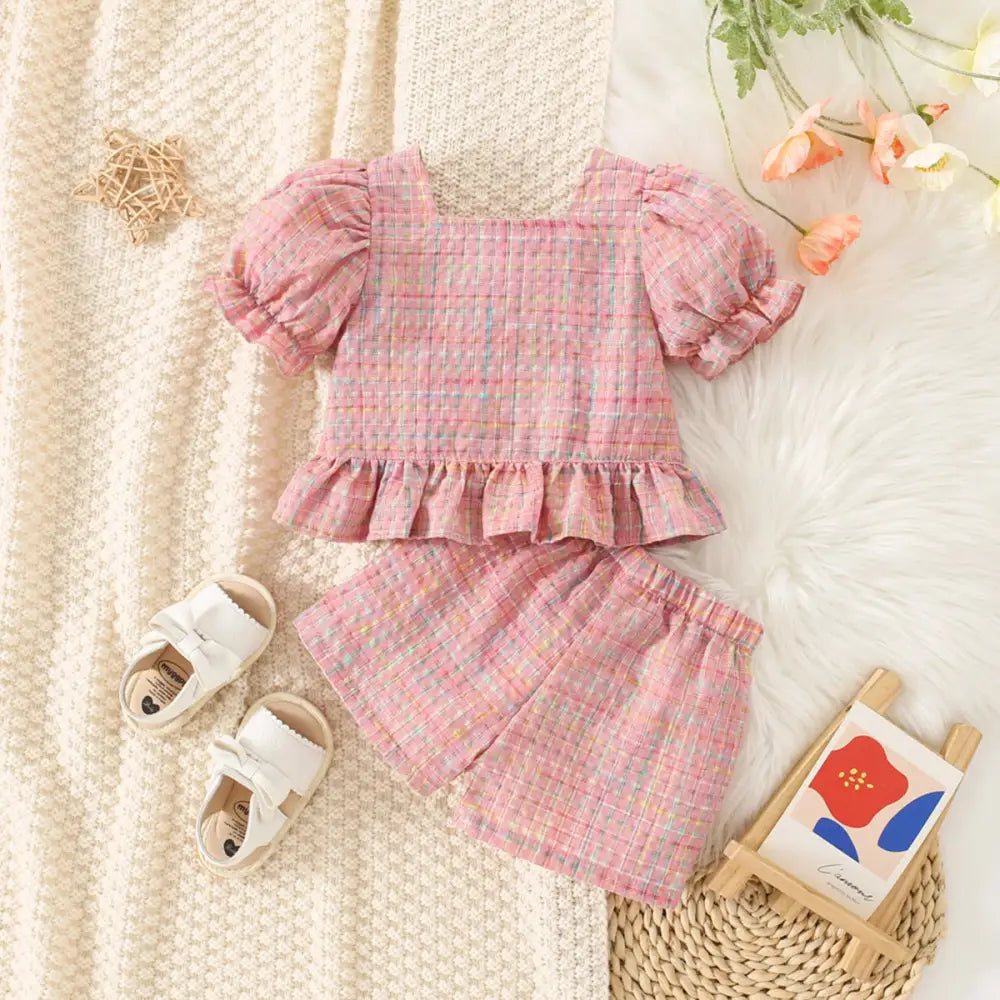 Plaid Top and Shorts Suit for Girls - LauBelle Brand