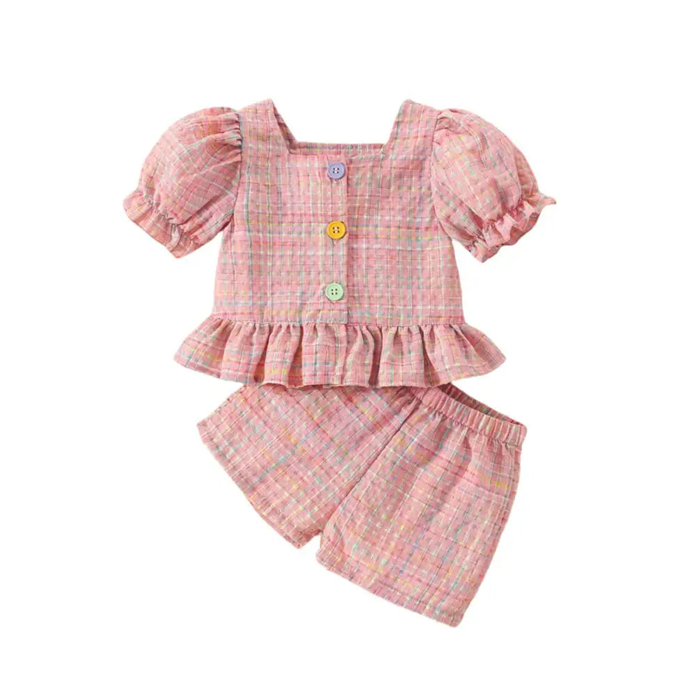 Plaid Top and Shorts Suit for Girls - LauBelle Brand