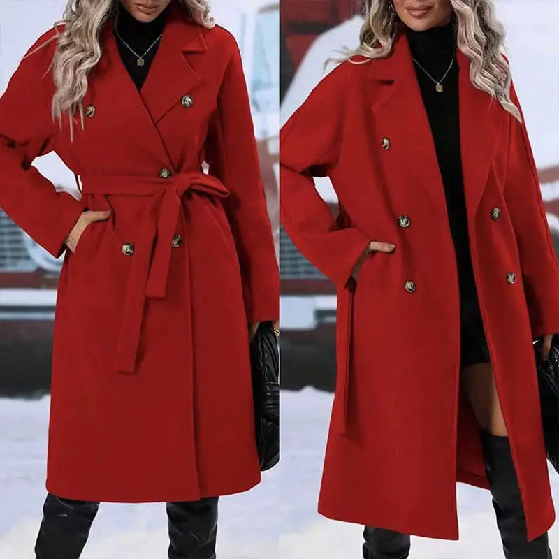 ChicLap Double Breasted Belted Winter Trench Coat - LauBelle