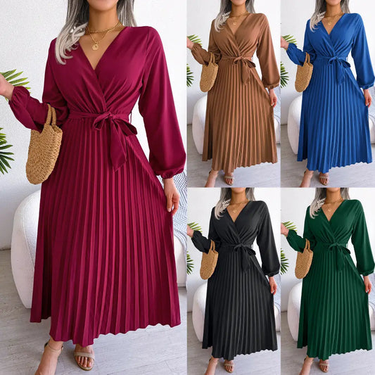 Cross Pleat Maxi Dress with Flattering Silhouette - LauBelle Brand