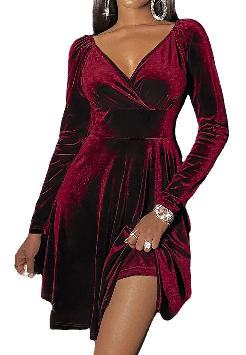Harvest Elegance V-Neck Dress - LauBelle Brand