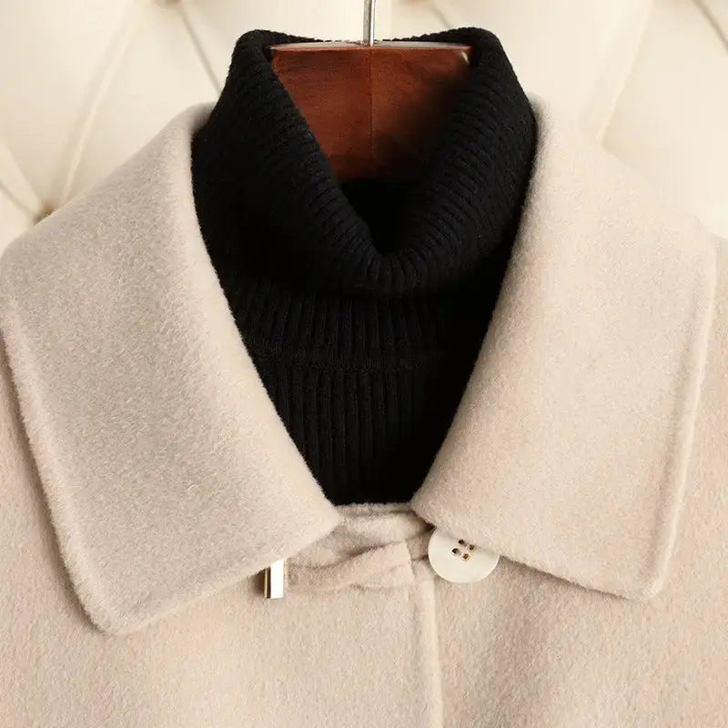 Heritage Warmth Classic Beige Wool Coat for Women - LauBelle Brand