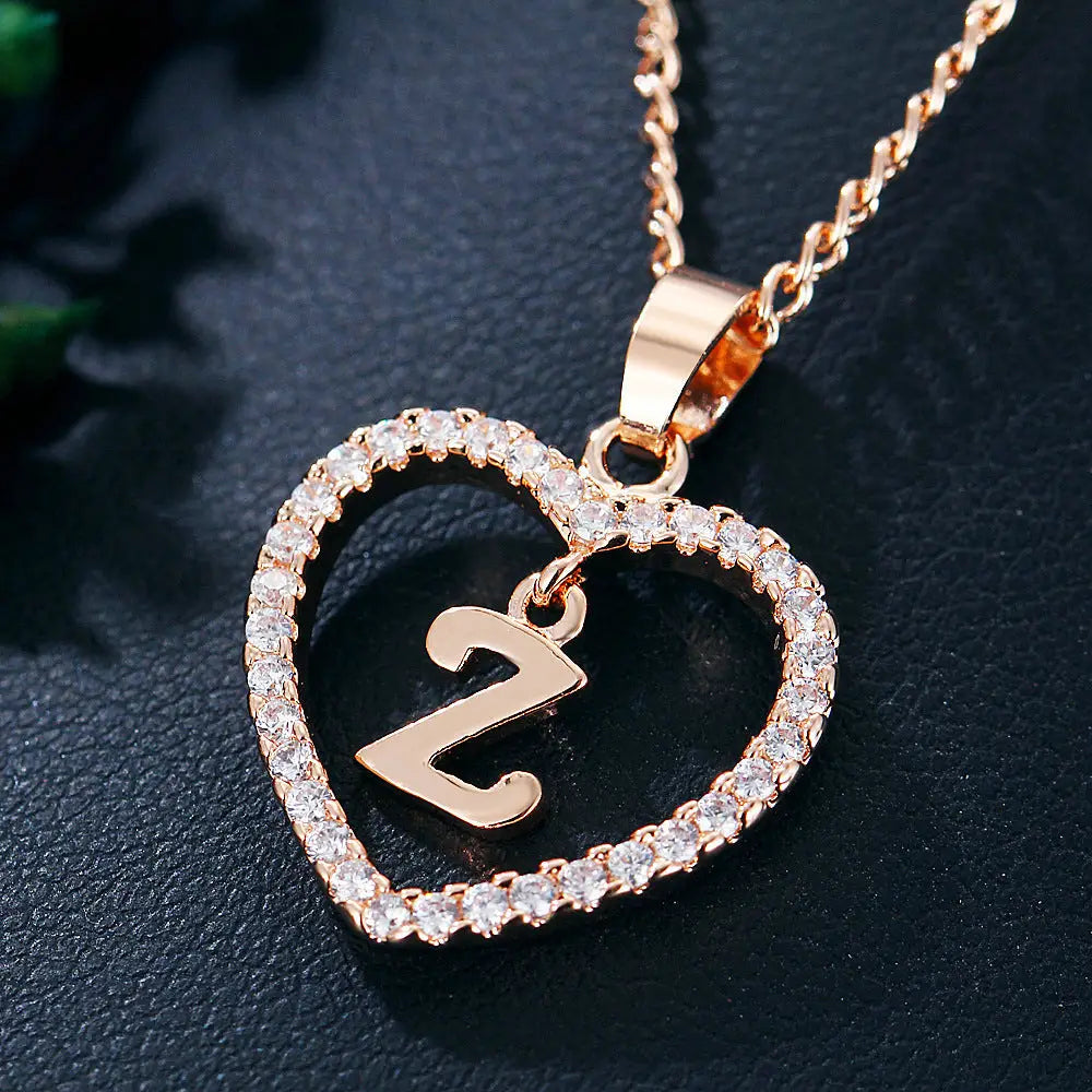 Heart Alphabet Zircon Pendant Necklace in Stainless Steel - LauBelle
