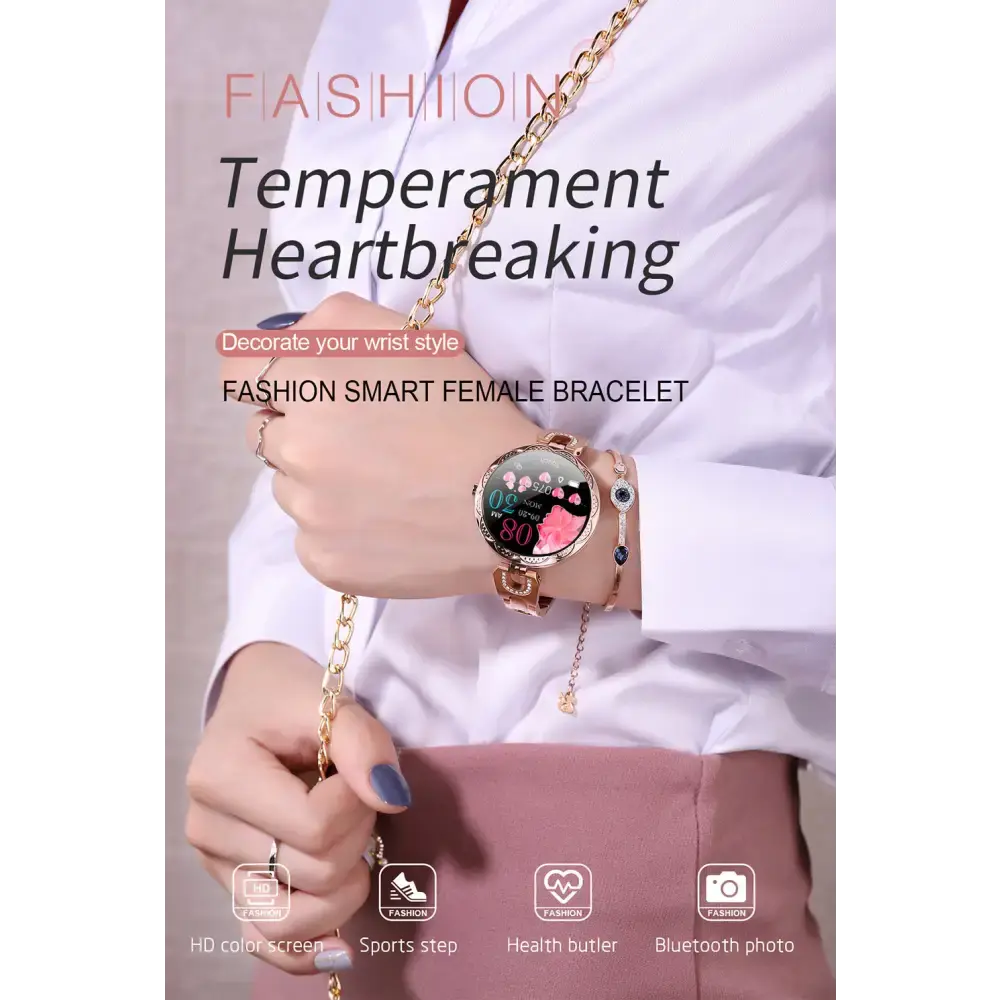 HydroPulse TrackFit Rose Gold Swim-Proof Smartwatch with Heart Monitor - LauBelle Brand