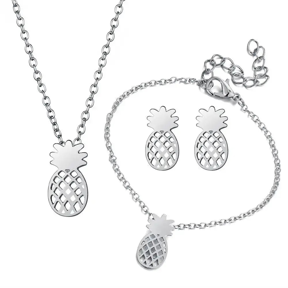 Pineapple Hollow Stud Earrings Set for Tropical Elegance - LauBelle