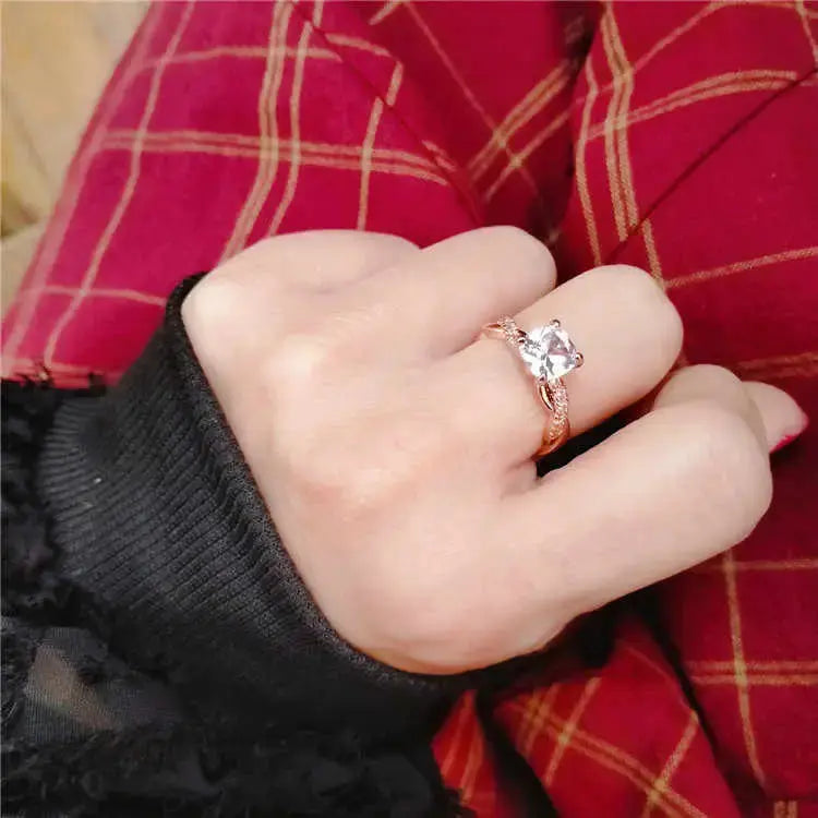 Golden Diamond Adjustable Ring with Sparkling Centerpiece - LauBelle