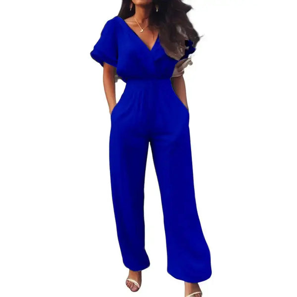 VogueFit V-Neck Jumpsuit for Versatile Sophisticated Style - LauBelle