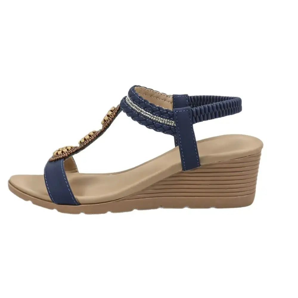 Vintage Gemwood Bead Wedge Sandals with Ethnic Chic Design - LauBelle Brand