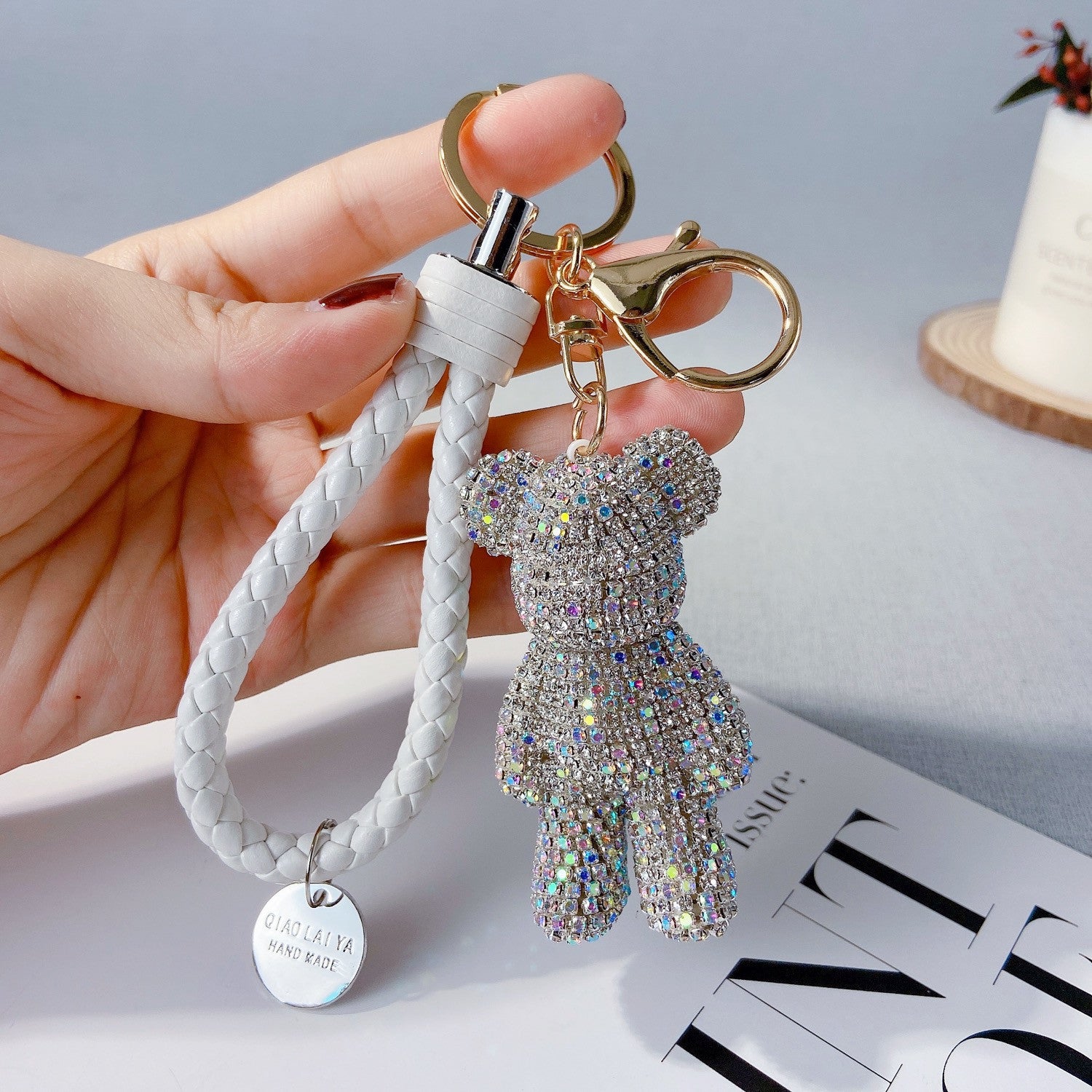 Sparkle Bear Cartoon Diamond Keychain Charm - LauBelle