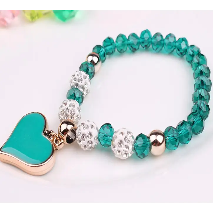 Elastic Crystal Heart Bracelet and Bangle Set - LauBelle