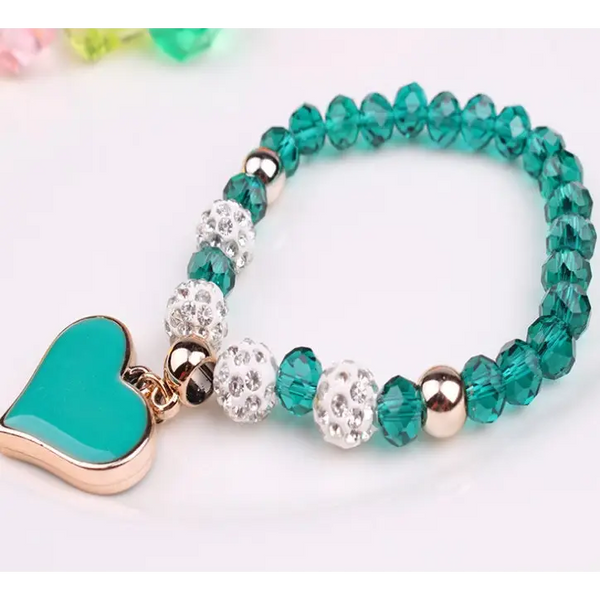 Elastic Crystal Heart Bracelet and Bangle Set - LauBelle