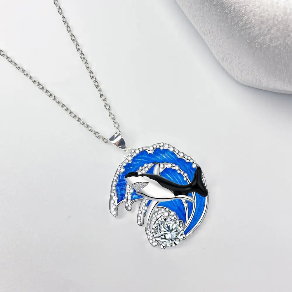 Shark Luxe Crystal Pendant Necklace - LauBelle