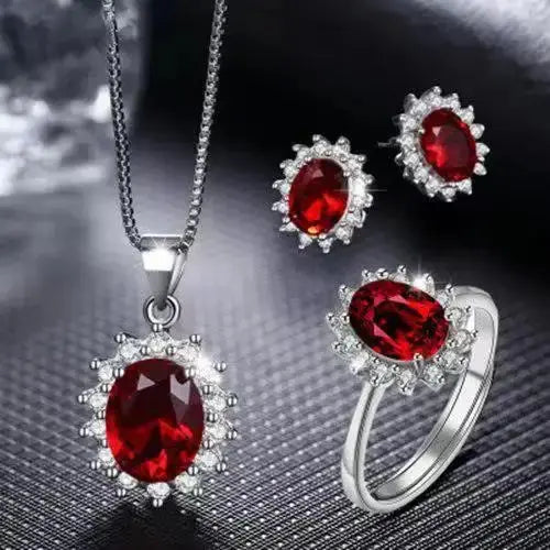 Gemstone Trio Jewelry Set with Amethyst Citrine and Peridot - LauBelle