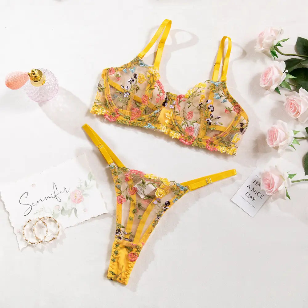 Blossom Breeze Womens Floral Lingerie Set - LauBelle