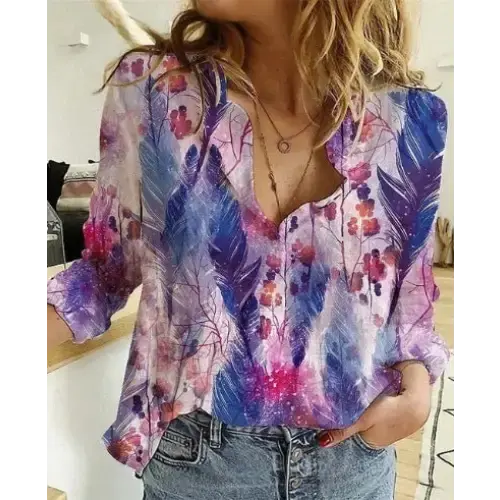 Black and White Cat Print Button-Down Shirt - LauBelle