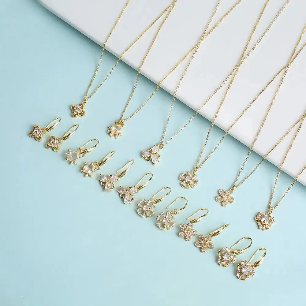 SparkleTriad Jewelry Set with Crystal Zircon Stones - LauBelle Brand
