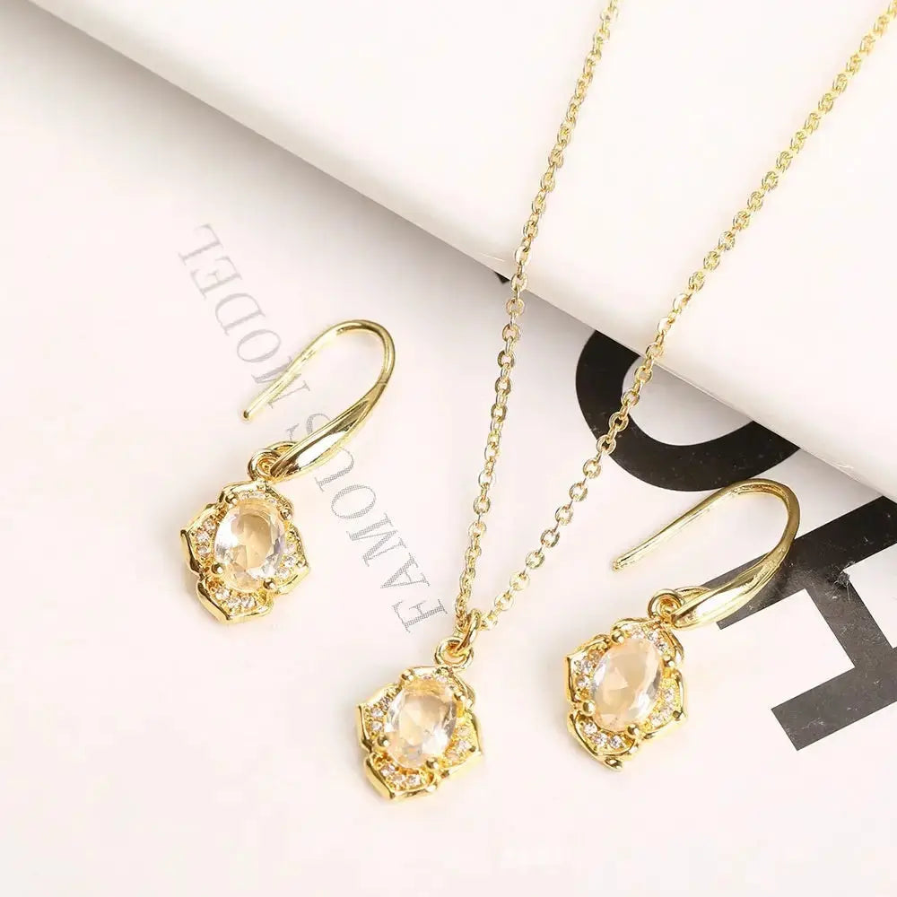 SparkleTriad Jewelry Set with Crystal Zircon Stones - LauBelle