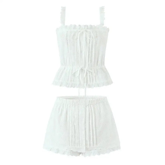 Cotton Embroidered Top and Culottes Set - LauBelle Brand
