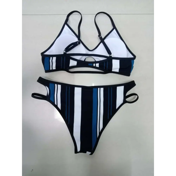 Stripe Chic Euro-American Two Piece Bikini Swimsuit - LauBelle