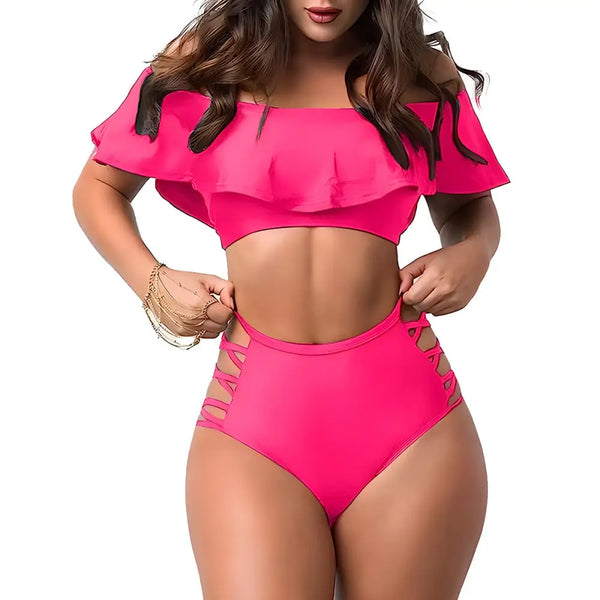 WaveFlounce Split Bikini Top with Flounce Silhouette - LauBelle