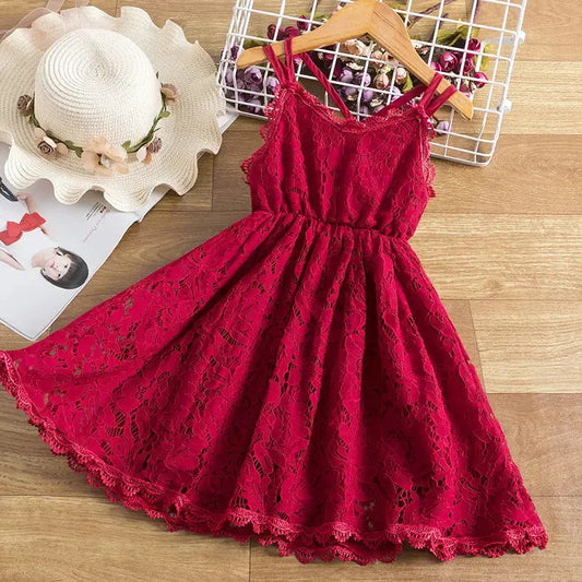TwirlTales Embroidered Skirt and Suspender Dress for Girls - LauBelle