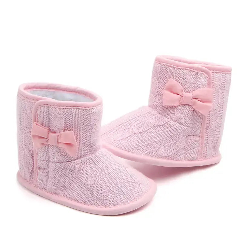 Woolly Bow Baby Booties Soft Warm Wool for Infants - LauBelle