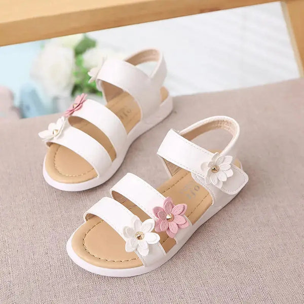 Flower Princess Roman Sandals with Delicate Floral Accents - LauBelle